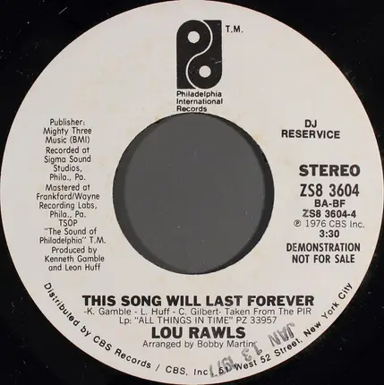 Lou Rawls - This Song Will Last Forever
