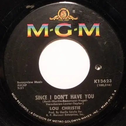 Lou Christie - Since I Don't Have You / Wild Life's In Season