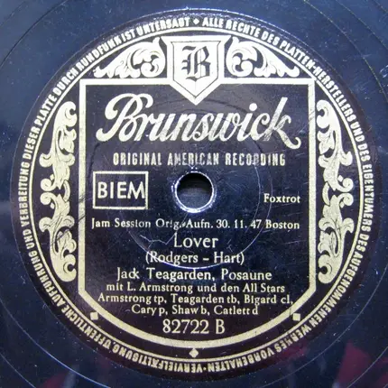 Louis Armstrong And His All-Stars / Jack Teagarden Mit Louis Armstrong And His All-Stars - That's A Plenty / Lover