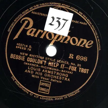 Louis Armstrong And His Orchestra / Jack Purvis And His Orchestra - Bessie Couldn't Help It / Down Georgia Way