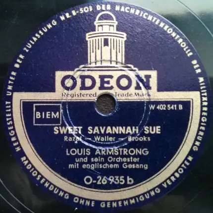 Louis Armstrong And His Orchestra - Black And Blue / Sweet Savannah Sue