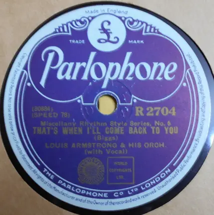 Louis Armstrong And His Orchestra - Hotter Than That / That's When I'll Come Back To You