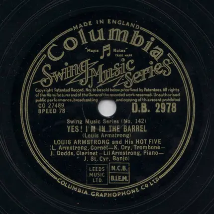 Louis Armstrong & His Hot Five - Gut Bucket Blues / Yes! I'm In The Barrel