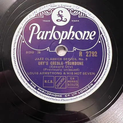 Louis Armstrong & His Hot Seven - The Last Time / Ory's Creole Trombone