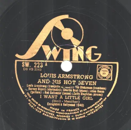 Louis Armstrong & His Hot Seven - I Want A Little Girl / Blues For Yesterday