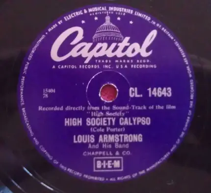 Louis Armstrong / Louis Armstrong And His Band / Bing Crosby - Now You Has Jazz / High Society Calypso