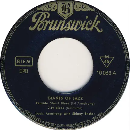 Louis Armstrong With Sidney Bechet - Giants Of Jazz
