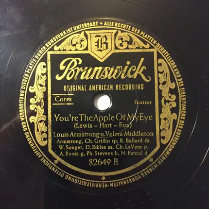 Louis Armstrong U. Velma Middleton - Big Butter And Egg Man / You're The Apple Of My Eye