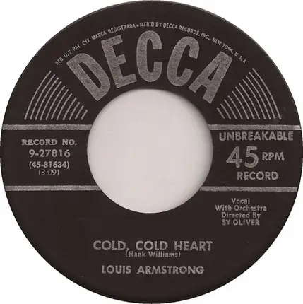 Louis Armstrong - Because Of You / Cold, Cold Heart