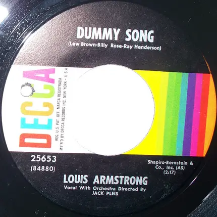 Louis Armstrong - Your Cheatin' Heart / Dummy Song