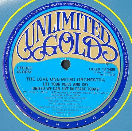 Love Unlimited Orchestra - Lift Your Voice And Say (United We Can Live In Peace Today)