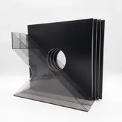 LP-Box zur Aufbewahrung - in transparent, geschwungene Form, für ca. 30 LPs