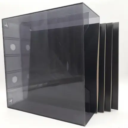 LP-Box 70er Jahre - in transparent grau, für ca. 40 LPs