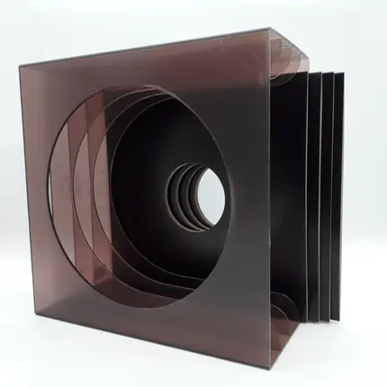 LP-Box 70er Jahre - in transparent grau, für ca. 40 LPs, mit Mittelloch