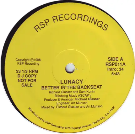 Lunacy - Better In The Backseat