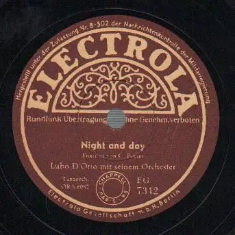 Lubo D'Orio Mit Seinem Orchester - Night And Day / I'll Close My Eyes