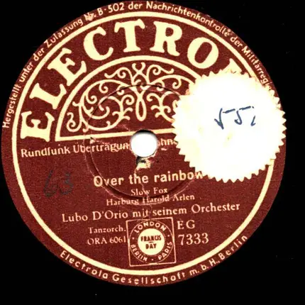 Lubo D'Orio Und Sein Orchester - Over The Rainbow / My What A Fry!