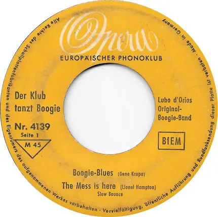 Lubo D'Orio Und Seine Rock'n Roll-Band - Der Klub Tanzt Boogie