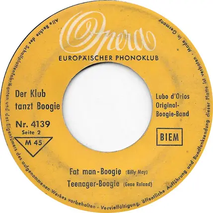 Lubo D'Orio Und Seine Rock'n Roll-Band - Der Klub Tanzt Boogie