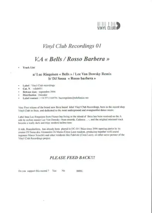 Luc Ringeisen / DJ Sossa - Bells / Rossobarbera