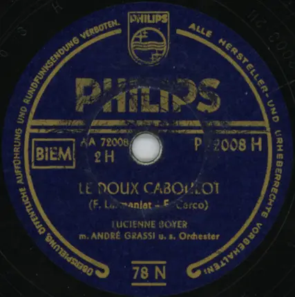 Lucienne Boyer M. André Grassi Et Son Orchestre - Parlez-Moi D'Amour / Le Doux Caboulot