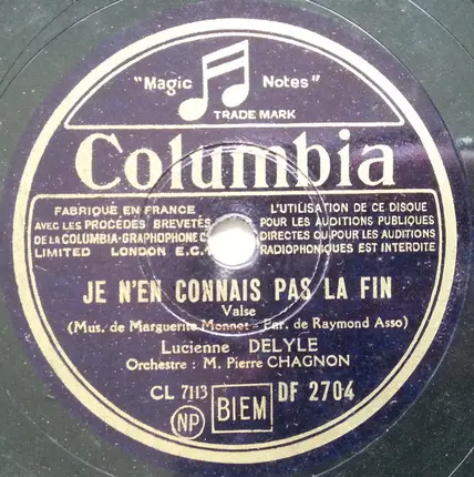 Lucienne Delyle - Prière A Zumba / Je N'en Connais Pas La Fin