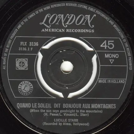 Lucille Starr - The French Song (Quand Le Soleil..) / Sit Down And Write A Letter To Me
