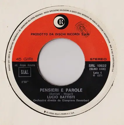 Lucio Battisti - Pensieri E Parole