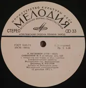 Double LP - Beethoven - Symphony No. 9 / Leonora No. 3 - fold-out cover