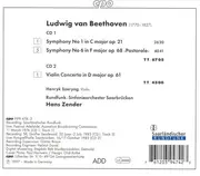 Double CD - Beethoven - Symphonies 1 & 6 - Violin Concerto