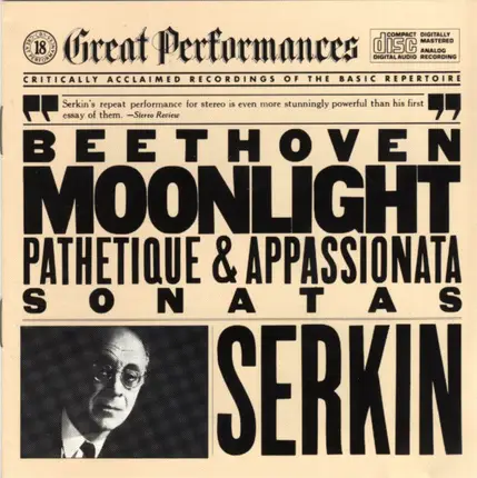 Beethoven / Rudolf Serkin - Moonlight Pathetique & Appassionata Sonatas
