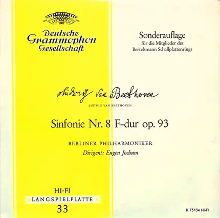 Ludwig van Beethoven , Berliner Philharmoniker , Eugen Jochum - Sinfonie Nr. 8 F-dur Op. 93