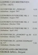 LP - Ludwig van Beethoven/ George Szell , The Cleveland Orchestra - Ouvertüre zu 'Fidelio' • Leonoren-Ouvertüre Nr. 1 • Leonoren-Ouvertüre Nr. 2 • Leonoren-Ouvertüre Nr. 3 • Ouvertüre zu 'Egmont' op. 84 • Ouvertüre zu 'König Stephan' op. 117