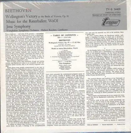 Ludwig Van Beethoven , Westfälisches Sinfonieorchester , Hubert Reichert - Wellington's Victory (Or The Battle Of Victoria), Op. 91 / Music Fot The Ritterballett, WoO1 / Jena