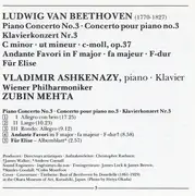 CD - Beethoven - Piano Concerto No. 3 • Andante Favori • Für Elise