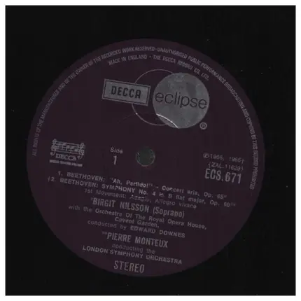 Beethoven - 'Ah, Perfido.', Concert Aria, Op. 65 / Symphony No. 4, Op. 60