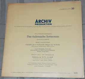 Luigi Boccherini - VIII. Research Period - The Italian Settecento / Series A: The Concerto / Series D: The Solo and Tr