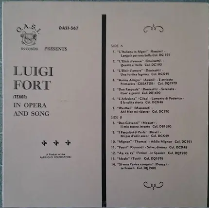 Luigi Fort - In Opera And Song