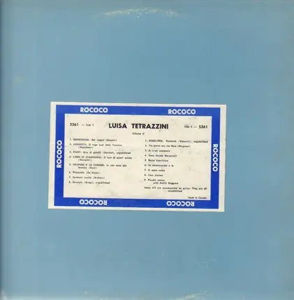Luisa Tetrazzini - Volume II / Rossini, Gounod, Brahms ...a.o.