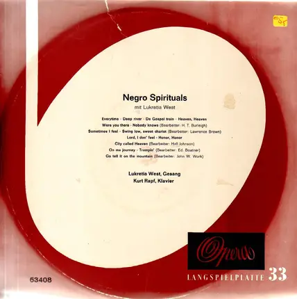 Lukretia West , Kurt Rapf - Negro Spirituals Mit Lukretia West