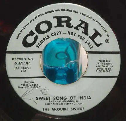 McGuire Sisters - Give Me Love / Sweet Song Of India