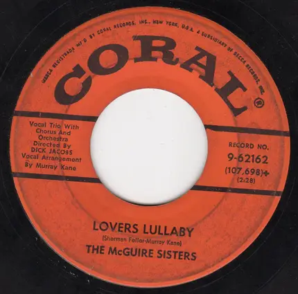 McGuire Sisters - Livin' Dangerously / Lovers Lullaby