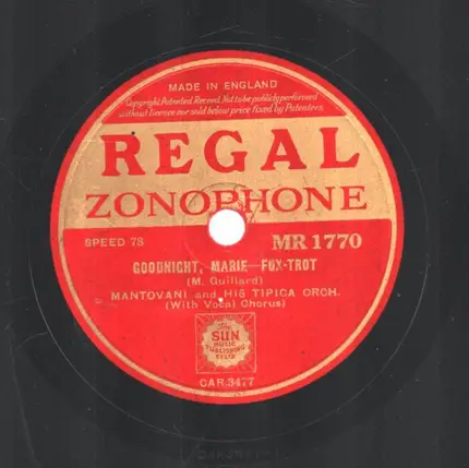 Mantovani And His Tipica Orch. - Goodnight, Marie / I Love You, Gipsy