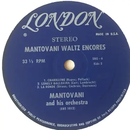 Mantovani And His Orchestra - Mantovani Waltz Encores