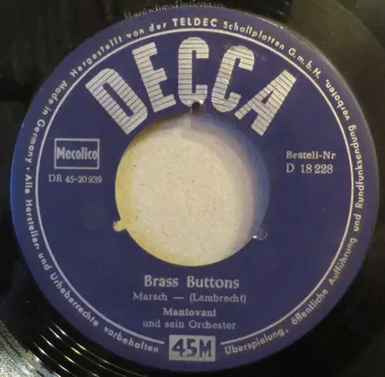 Mantovani And His Orchestra - Spring In Monmartre / Brass Buttons