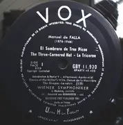 LP - Manuel De Falla , Jean Madeira , Wiener Symphoniker , Edouard Van Remoortel - El Sombrero De Tres Picos