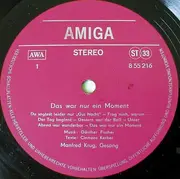 LP - Manfred Krug Musik Von Günther Fischer - Das War Nur Ein Moment (No. 1)