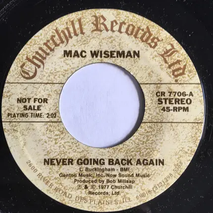 Mac Wiseman - Never Going Back Again