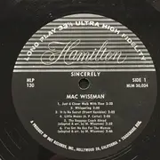 LP - Mac Wiseman - Sincerely - Mono