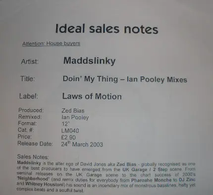 Maddslinky - Doin' My Thing: Ian Pooley Remixes